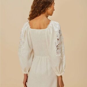 Elegant White Dress with Lace Sleeves
